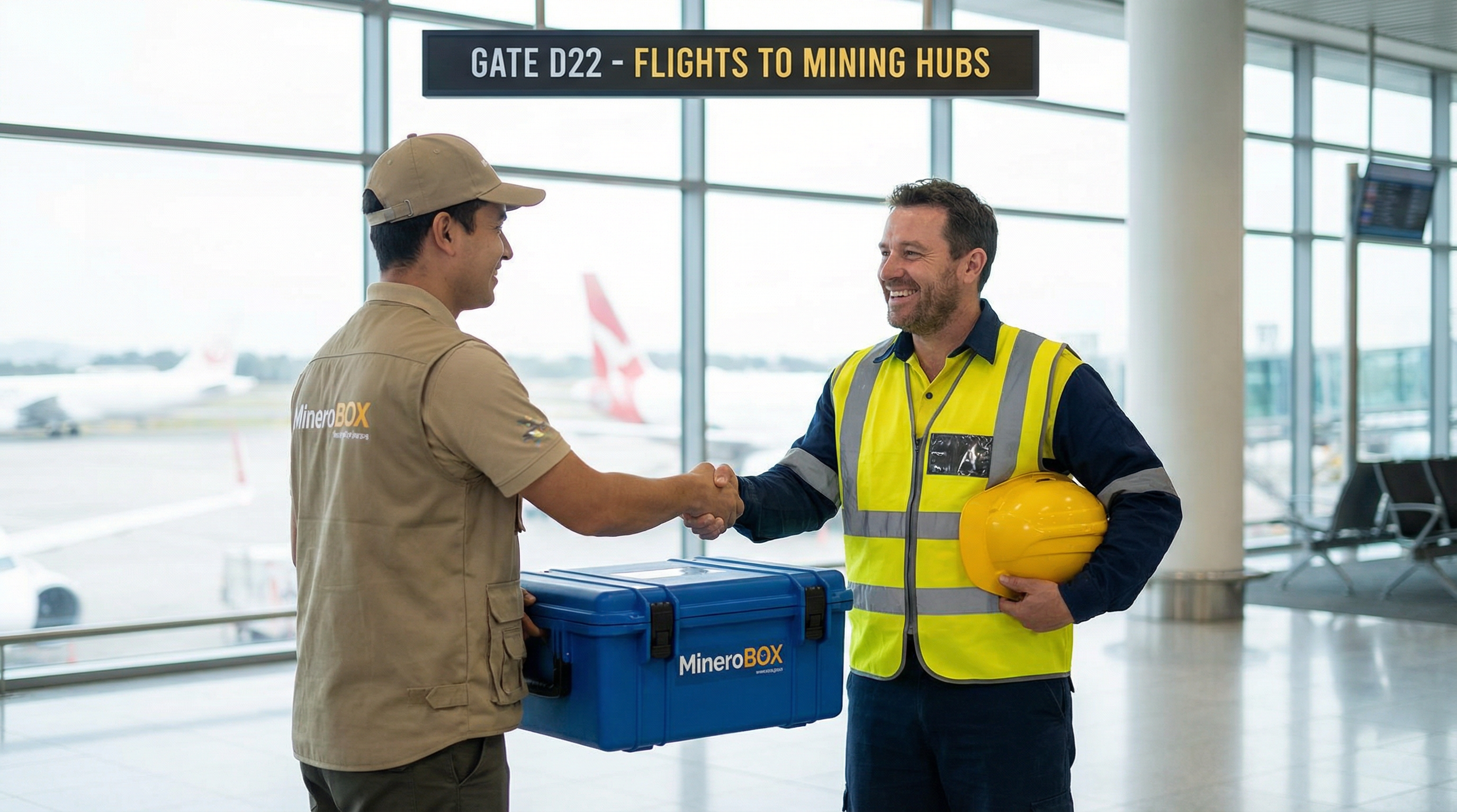 Entrega feliz en aeropuerto